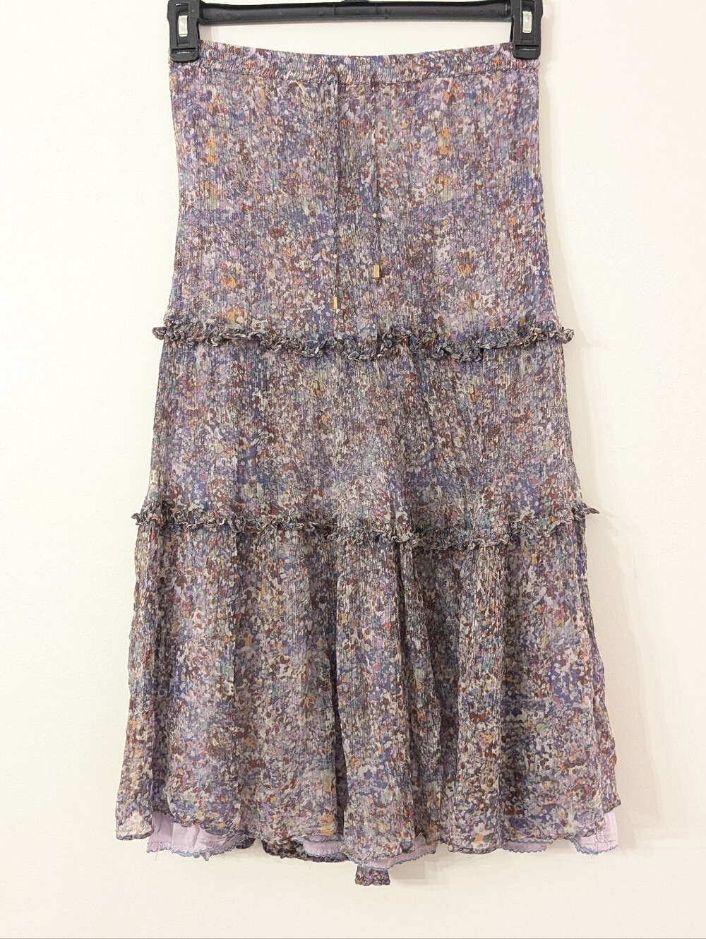Anthropologie Womens Multi Color Floral Tiered Maxi Skirt Size 4